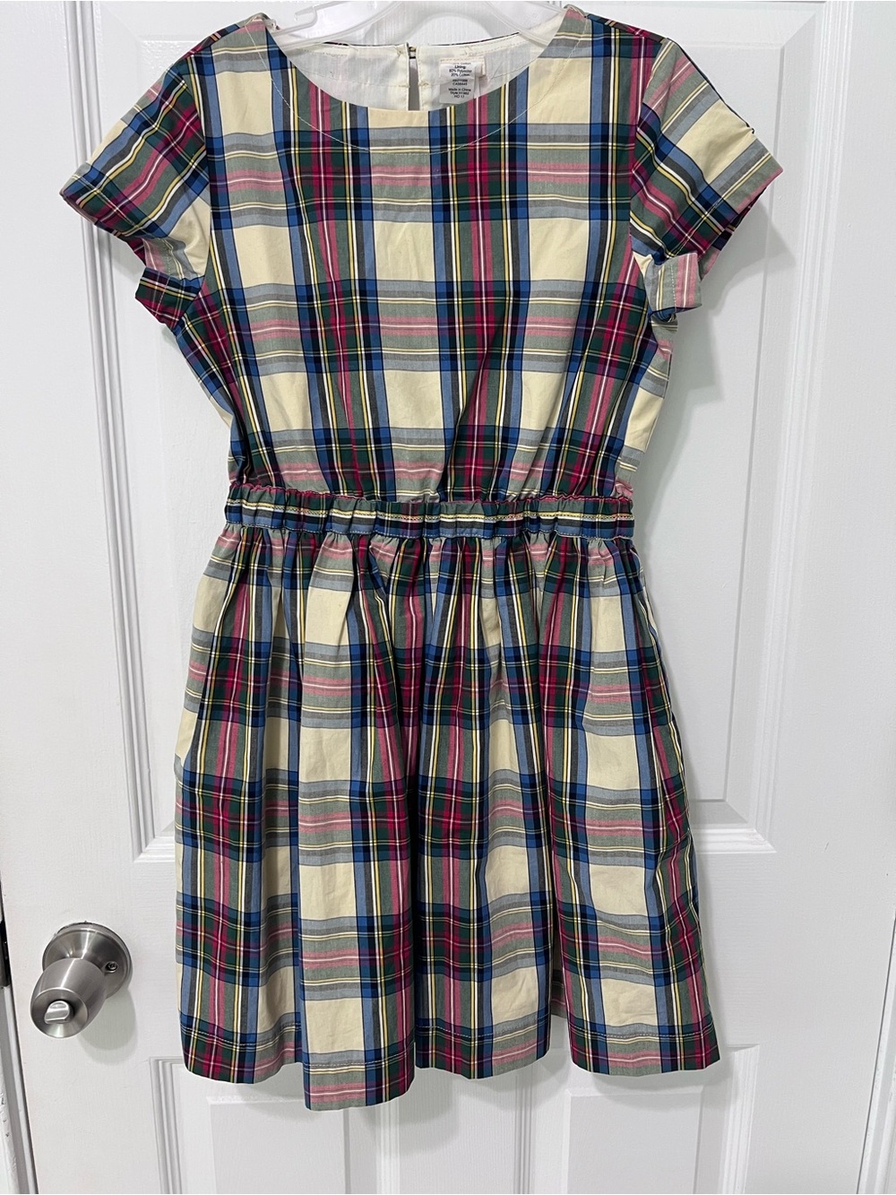 Crewcuts Cream, Blue and Red Plaid Cotton Dress